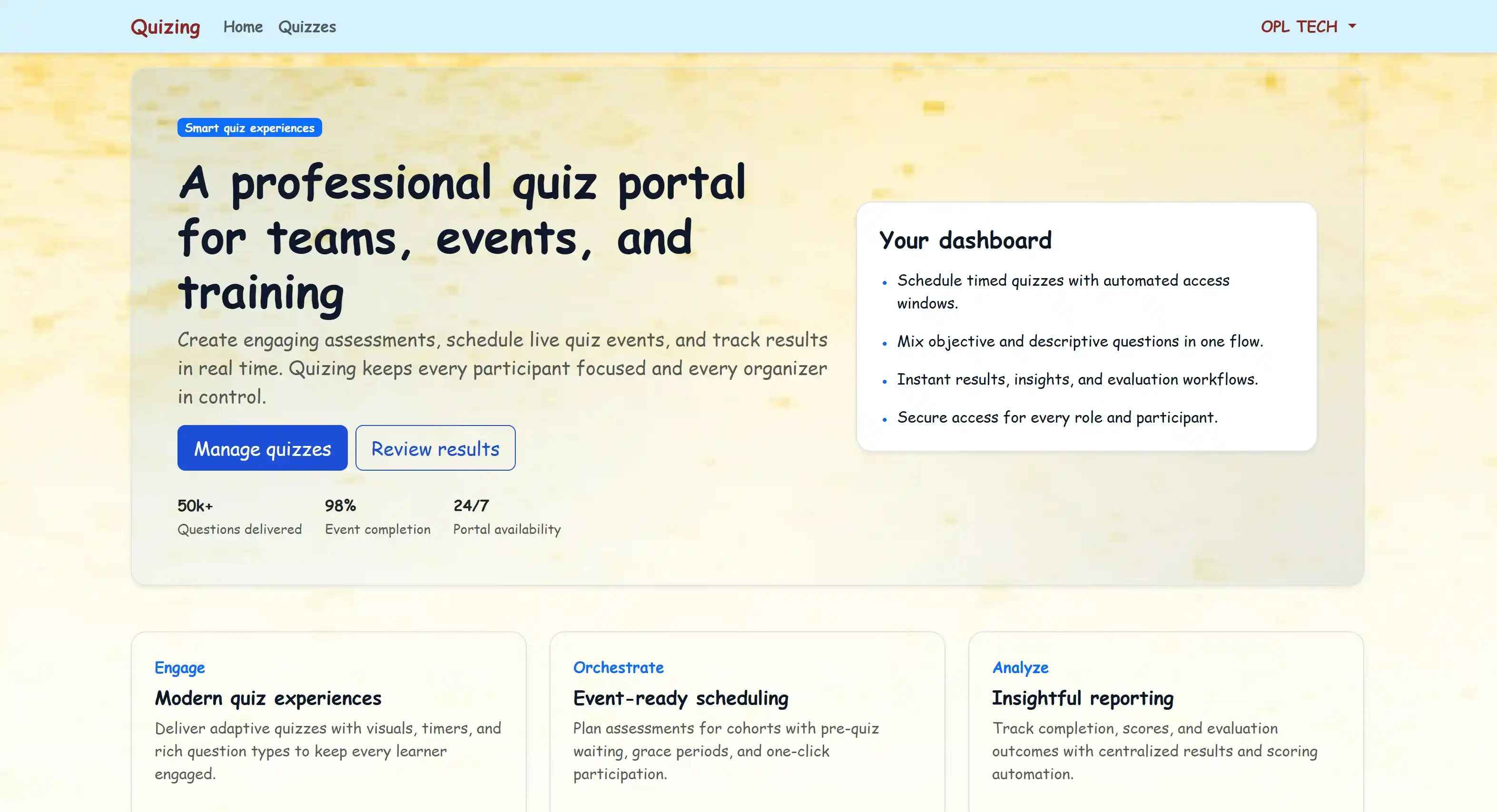Quizzing System — Home